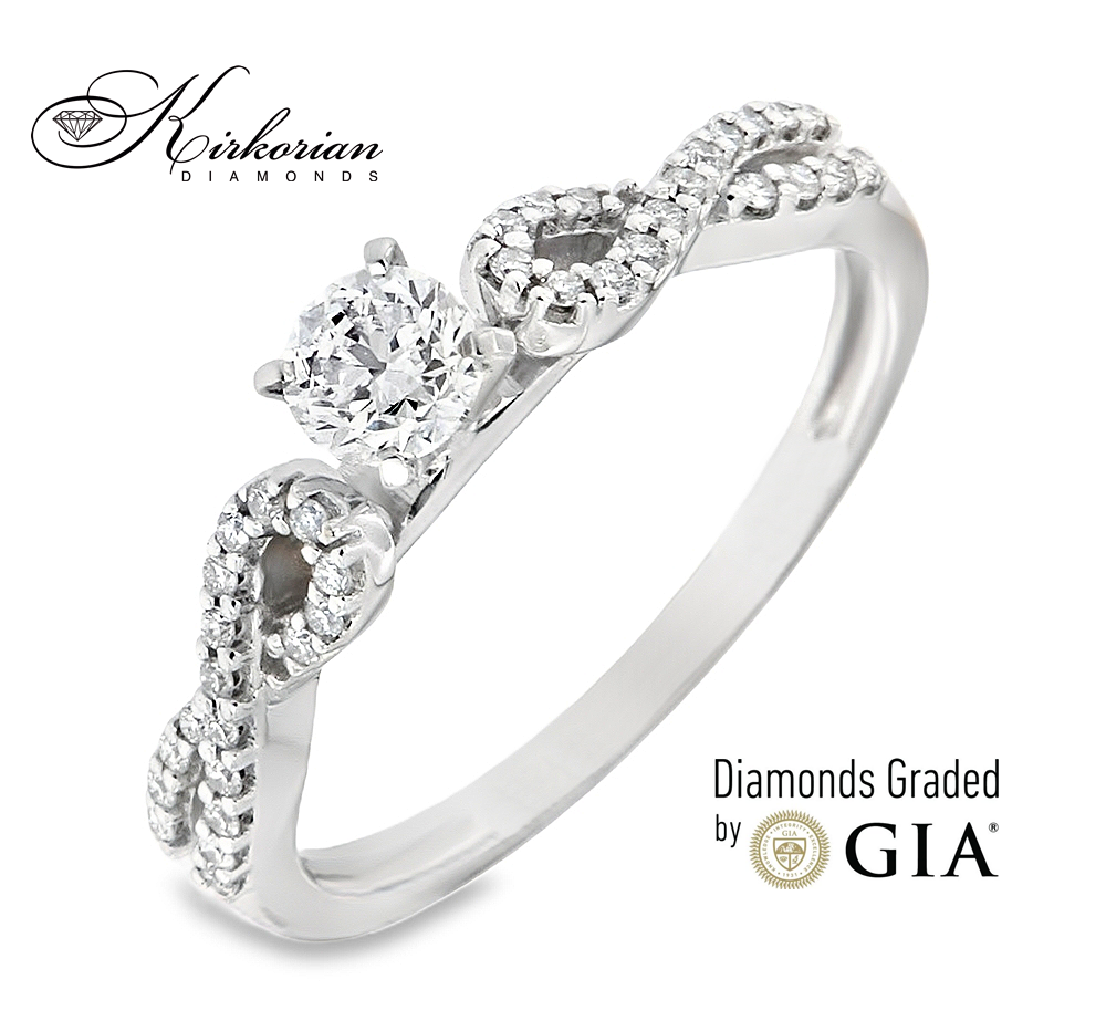 Годежен пръстен от бяло злато 18k с диаманти 0.40ct GIA E/VS2 RN29B