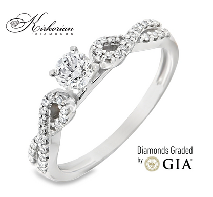 Годежен пръстен от бяло злато 18k с диаманти 0.40ct GIA E/VS2 RN29B