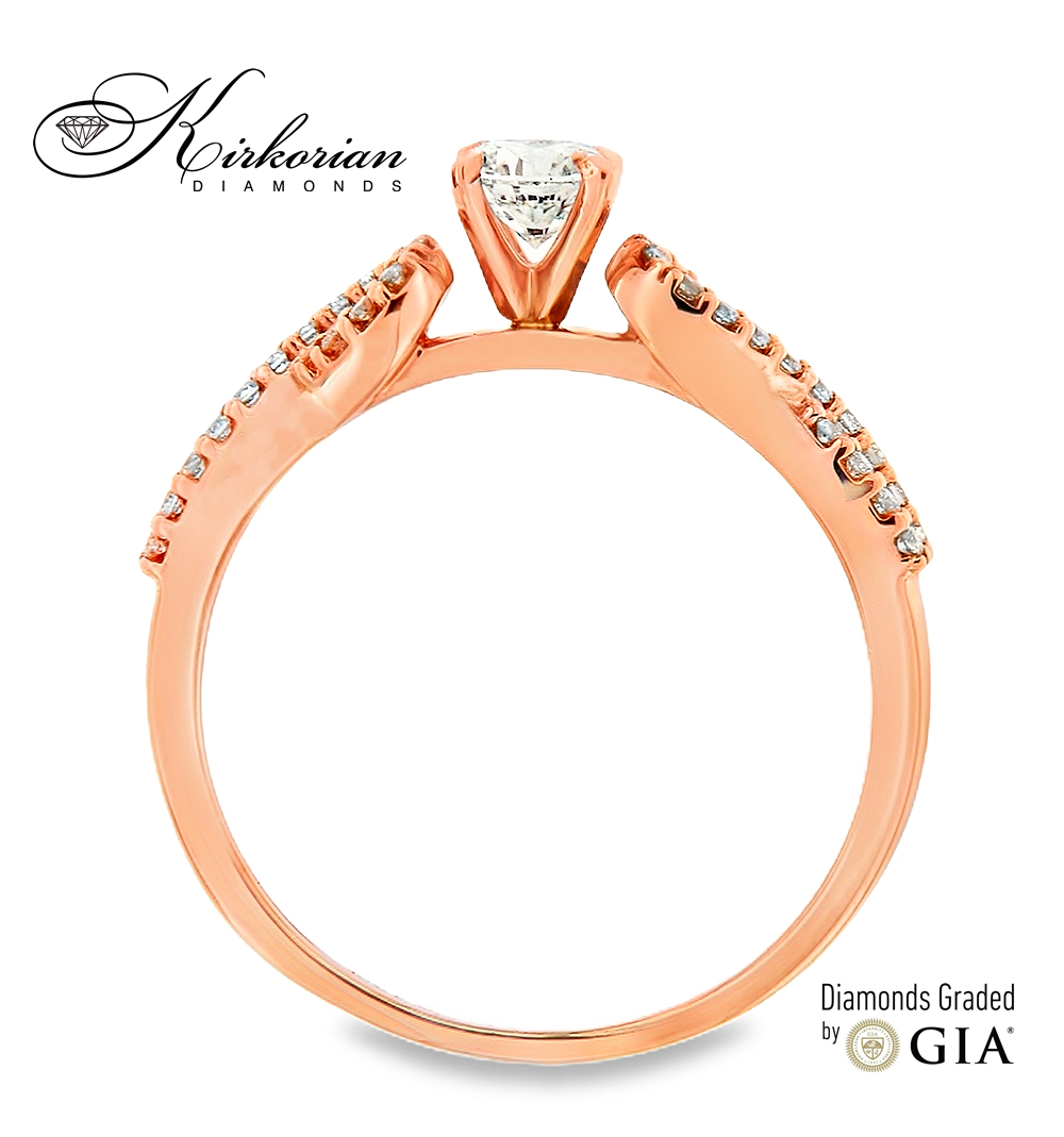 Годежен пръстен от розово злато 14k с диаманти 0.43ct GIA D/VS1 RN29C