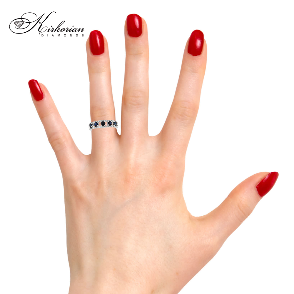 Пръстен със сапфири 0.50 ct и диаманти 0.09 ct от бяло злато 18К – модел RN32