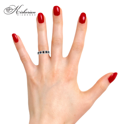 Пръстен със сапфири 0.50 ct и диаманти 0.09 ct от бяло злато 18К – модел RN32