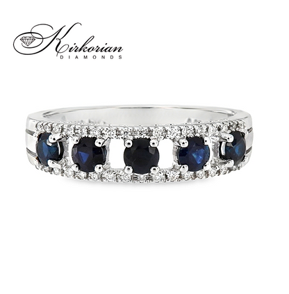 Пръстен със сапфири 0.50 ct и диаманти 0.09 ct от бяло злато 18К – модел RN32