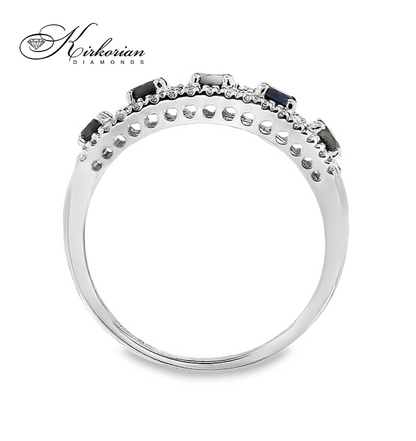 Пръстен със сапфири 0.50 ct и диаманти 0.09 ct от бяло злато 18К – модел RN32