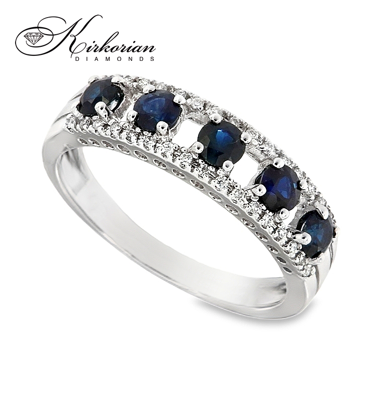 Пръстен със сапфири 0.50 ct и диаманти 0.09 ct от бяло злато 18К – модел RN32