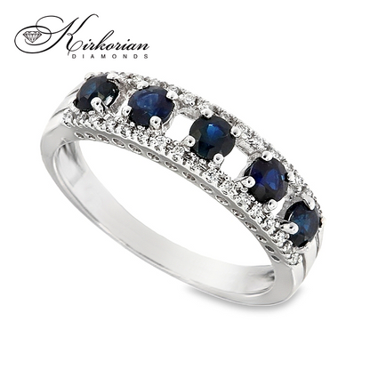 Пръстен със сапфири 0.50 ct и диаманти 0.09 ct от бяло злато 18К – модел RN32