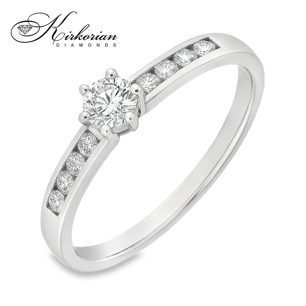 Годежен пръстен с диаманти 0.30 ct в бяло злато 14К – модерен избор на цени от производител