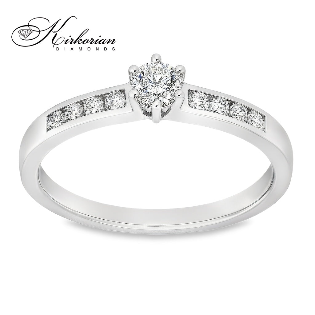 Годежен пръстен с диаманти 0.30 ct в бяло злато 14К – модерен избор на цени от производител