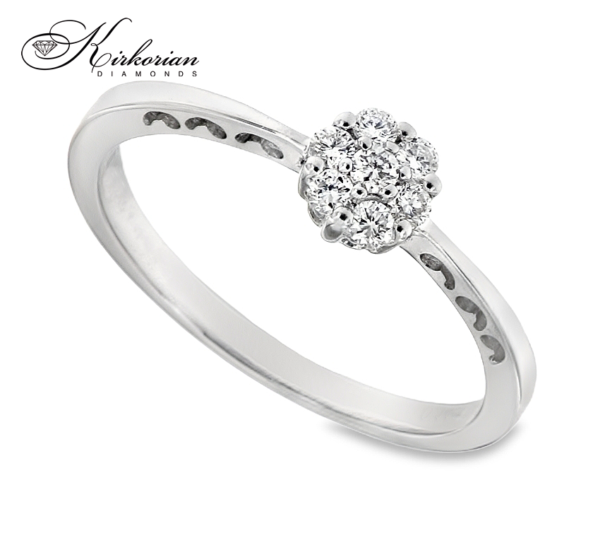 Годежен пръстен от бяло злато 18К с диаманти 0.17 ct – изчистен модел с класически дизайн, код RN37