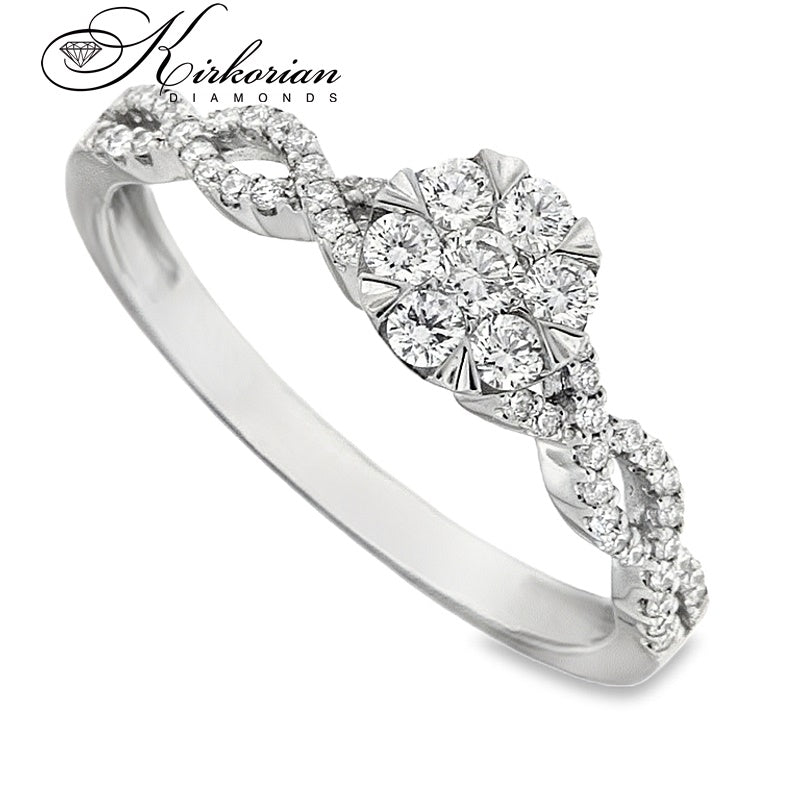 Годежен пръстен с диаманти 0.34 ct от бяло злато 18К – модел RN38B