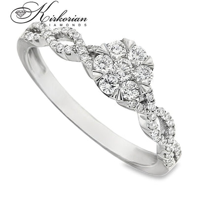 Годежен пръстен с диаманти 0.34 ct от бяло злато 18К – модел RN38B