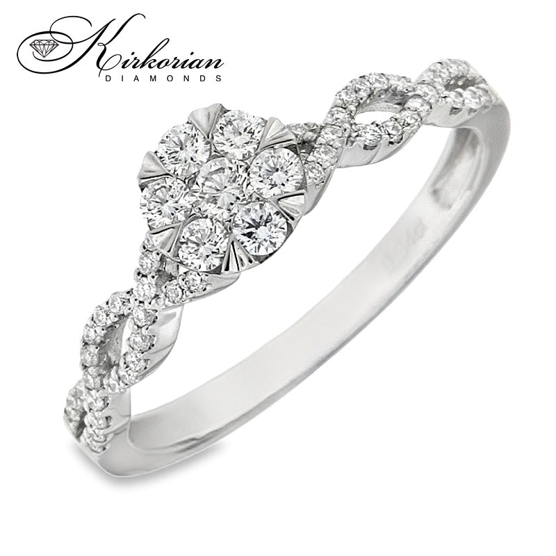 Годежен пръстен с диаманти 0.34 ct от бяло злато 18К – модел RN38B