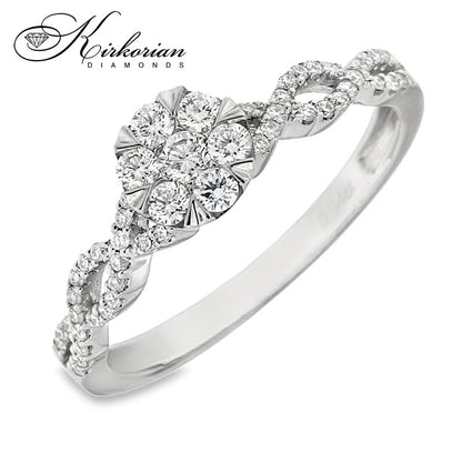 Годежен пръстен с диаманти 0.34 ct от бяло злато 18К – модел RN38B