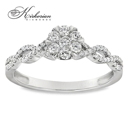 Годежен пръстен с диаманти 0.34 ct от бяло злато 18К – модел RN38B