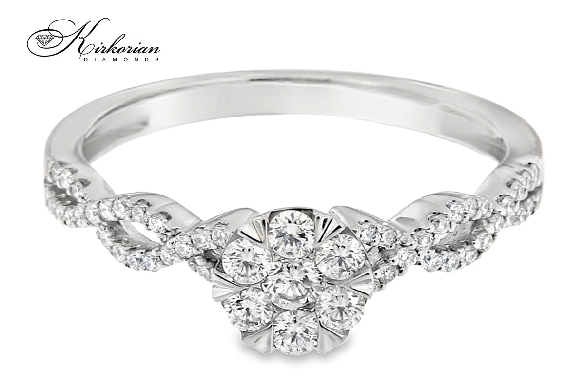 Годежен пръстен с диаманти 0.34 ct от бяло злато 18К – модел RN38B