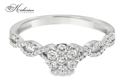 Годежен пръстен с диаманти 0.34 ct от бяло злато 18К – модел RN38B