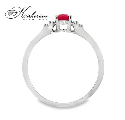 Годежен пръстен от бяло злато 18К с рубин 0.47 ct и диаманти 0.05 ct – код RN3