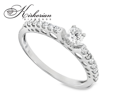 Годежен пръстен с диаманти 0.35 ct от бяло злато 14К – модел RN42