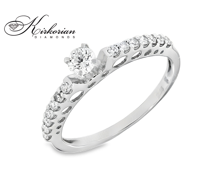 Годежен пръстен с диаманти 0.35 ct от бяло злато 14К – модел RN42