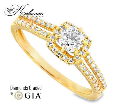 Годежен пръстен от жълто злато 18k с GIA диамант 0.44ct – модел RN462B