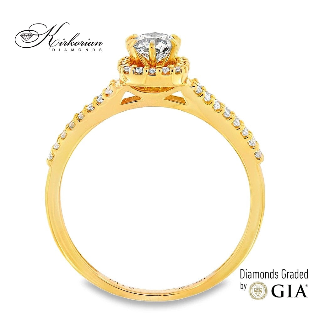 Годежен пръстен от жълто злато 18k с GIA диамант 0.44ct – модел RN462B