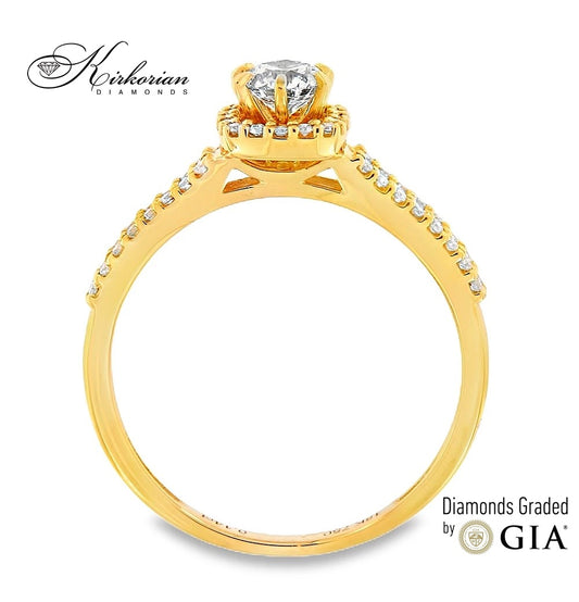 Годежен пръстен от жълто злато 18k с GIA диамант 0.44ct – модел RN462B