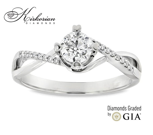 Годежен пръстен от бяло злато 18k с диаманти 0.55ct GIA – модел RN485