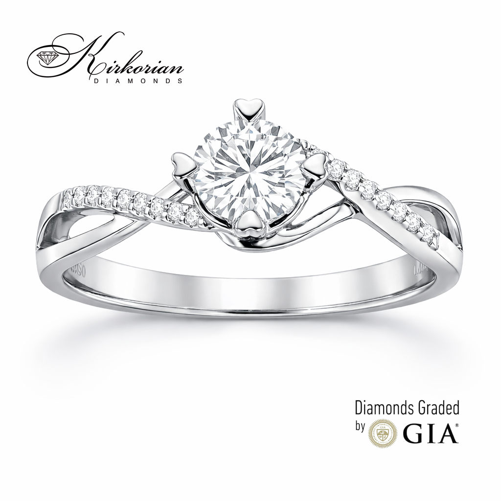 Годежен пръстен от бяло злато 18k с диаманти 0.55ct GIA – модел RN485