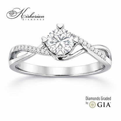 Годежен пръстен от бяло злато 18k с диаманти 0.55ct GIA – модел RN485