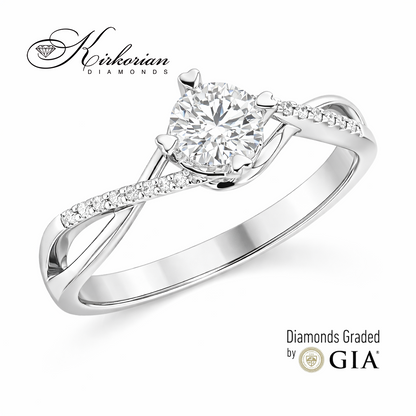 Годежен пръстен от бяло злато 18k с диаманти 0.55ct GIA – модел RN485