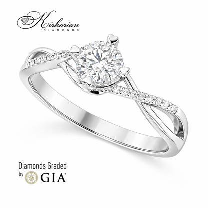 Годежен пръстен от бяло злато 18k с диаманти 0.55ct GIA – модел RN485