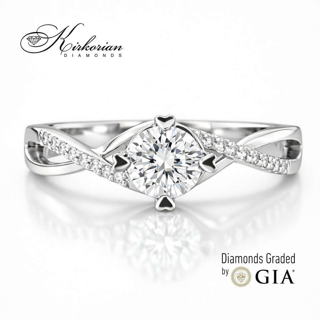 Годежен пръстен от бяло злато 18k с диаманти 0.55ct GIA – модел RN485