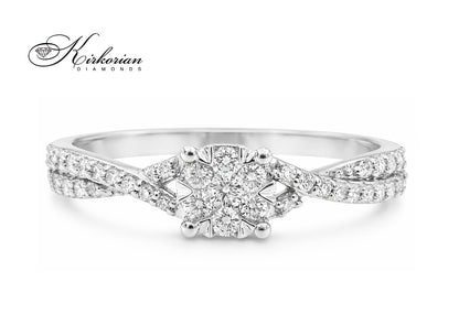 Годежен пръстен с диаманти 0.25 ct от бяло злато 18К – модел RN53B