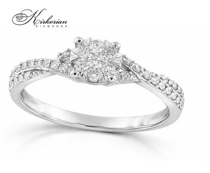 Годежен пръстен с диаманти 0.25 ct от бяло злато 18К – модел RN53B