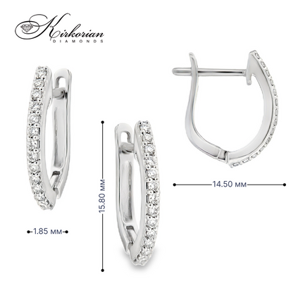 Обеци от бяло злато 18К с диаманти 0.21 ct и английско закопчаване Елегантен модел Код RN57