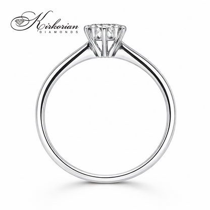 Годежен пръстен от бяло злато 18К с 7 естествени диаманта 0.14 ct – класически модел с луксозна опаковка