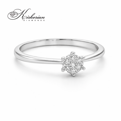 Годежен пръстен от бяло злато 18К с диаманти 0.09 ct в цветна форма | Код: RN58B | Сертификат KD