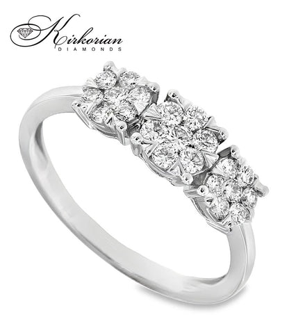 Годежен пръстен от бяло злато 18k с три коронки и диаманти 0.54ct – RN59