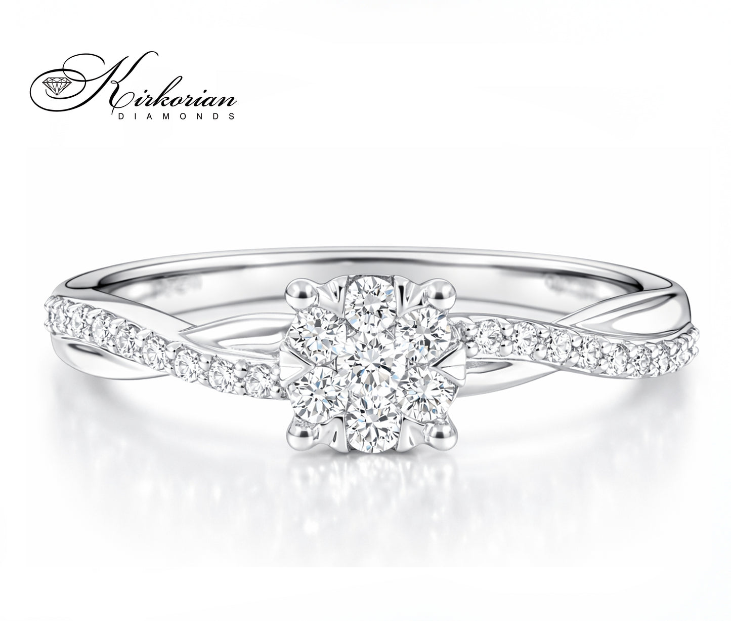 Диамантен пръстен с цветен дизайн – 0.19 ct | Бяло злато 18К | Елегантност на изгодна цена