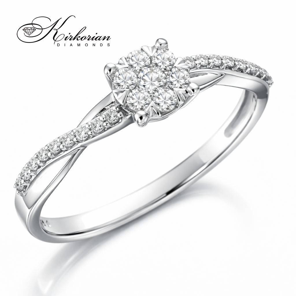 Диамантен пръстен с цветен дизайн – 0.19 ct | Бяло злато 18К | Елегантност на изгодна цена