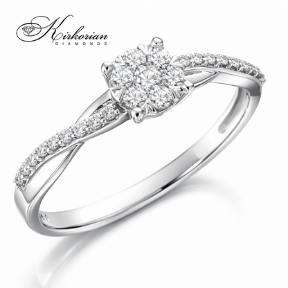 Диамантен пръстен с цветен дизайн – 0.19 ct | Бяло злато 18К | Елегантност на изгодна цена