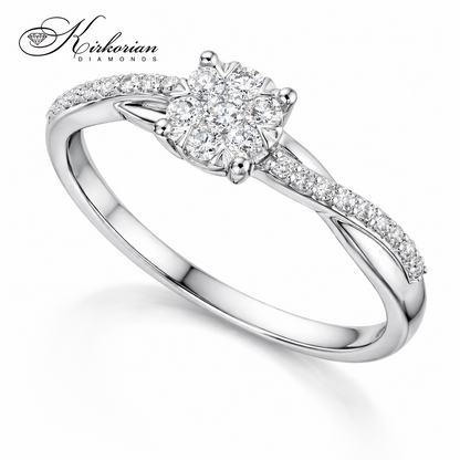 Диамантен пръстен с цветен дизайн – 0.19 ct | Бяло злато 18К | Елегантност на изгодна цена