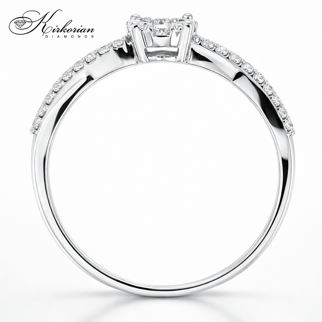 Диамантен пръстен с цветен дизайн – 0.19 ct | Бяло злато 18К | Елегантност на изгодна цена