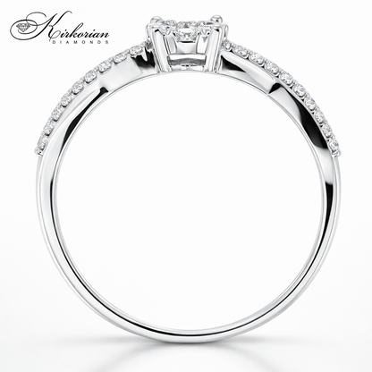 Диамантен пръстен с цветен дизайн – 0.19 ct | Бяло злато 18К | Елегантност на изгодна цена