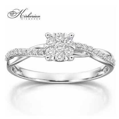 Диамантен пръстен с цветен дизайн – 0.19 ct | Бяло злато 18К | Елегантност на изгодна цена