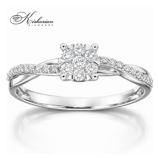 Диамантен пръстен с цветен дизайн – 0.19 ct | Бяло злато 18К | Елегантност на изгодна цена