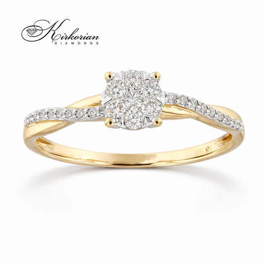 годежен пръстен с диаманти 0.20 ct жълто злато 14К