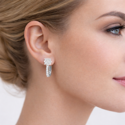 Обеци от бяло злато 14К с диаманти 0.35 ct и английско закопчаване Елегантен модел Код RN70