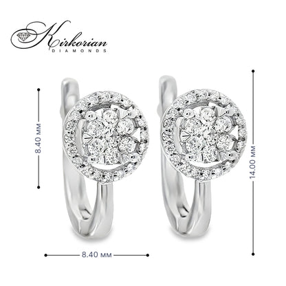 Обеци от бяло злато 18К с диаманти 0.43 ct и английско закопчаване Луксозен модел Код RN71