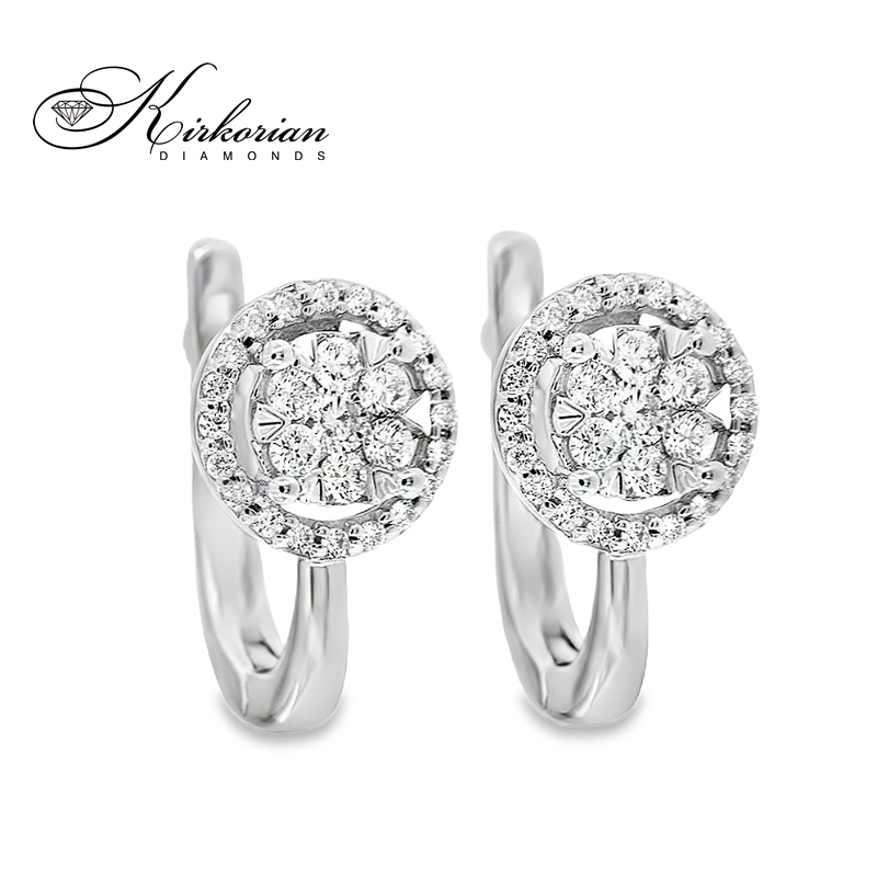 Обеци от бяло злато 18К с диаманти 0.43 ct и английско закопчаване Луксозен модел Код RN71