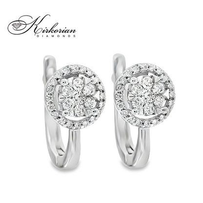 Обеци от бяло злато 18К с диаманти 0.43 ct и английско закопчаване Луксозен модел Код RN71